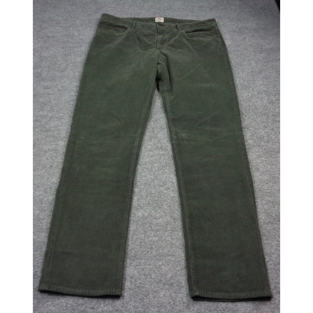 Faherty Stretch Terry Corduroy 5-Pocket Pant Mens 34x30 Green Organic Cotton